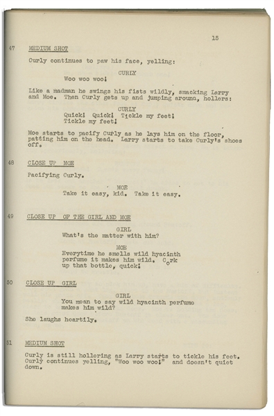 Moe Howard's Personally Owned Script for The Three Stooges 1937 Film ''Grips, Grunts and Groans''